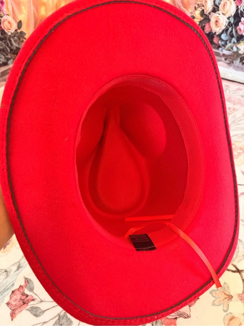 Red Women's Felt Cowboy Hat with Decorative Band